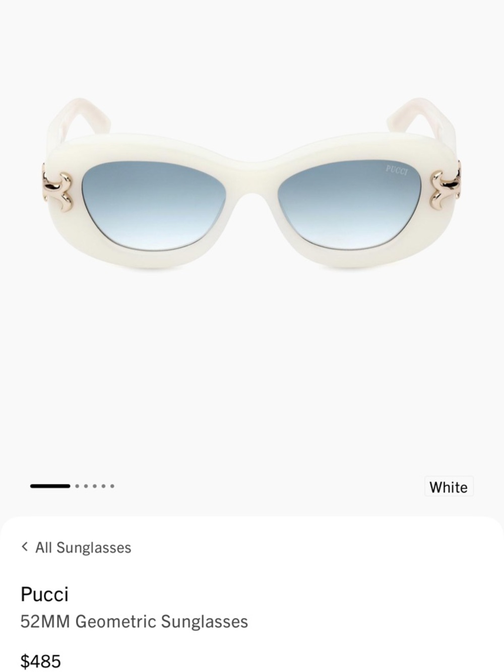 Emilio Pucci white Oval Sunglasses with Gradient Blue Lenses
